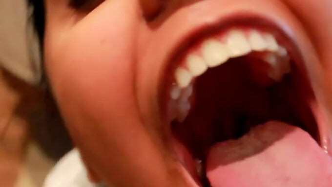 Latina Goddess Takes It All In With Her Mouth, Throat And Tongue