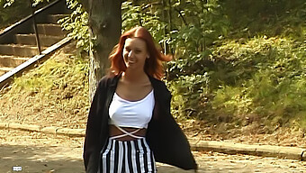 A Young Redhead Displays Her New Lingerie In An Outdoor Setting With A Satisfying Conclusion