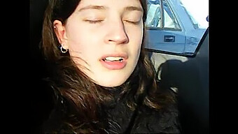 A Young And Inexperienced Girl Pleasuring Herself In A Car