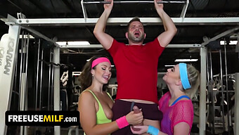 A Fortunate Man Enjoys A Threesome With Two Curvy Milfs In Yoga Pants At His Gym