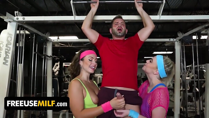 A Fortunate Man Enjoys A Threesome With Two Curvy Milfs In Yoga Pants At His Gym