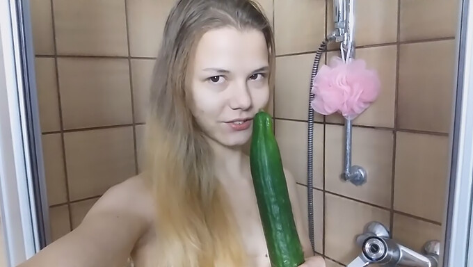 Young Girl Masturbates With Cucumber In Pov