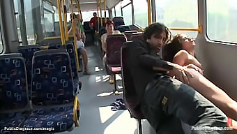 A Small European Woman Has Sex On A Public Bus In The City