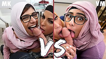 Mia Khalifa Vs Violet Myers: Sensual Threesome With Big Cocks And Milfs