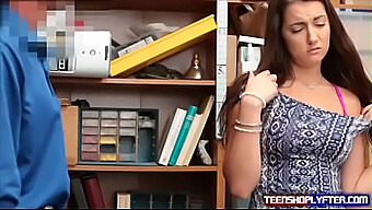 Tiny Thief Indulges In Moans As She Pleasures Herself With Guard'S Penis In The Office